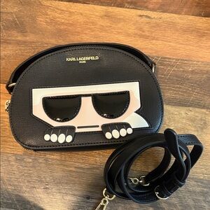 Karl Lagerfeld Black and Cream Crossbody Bag